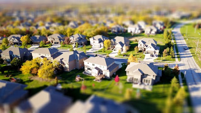 Several rows of miniature houses.