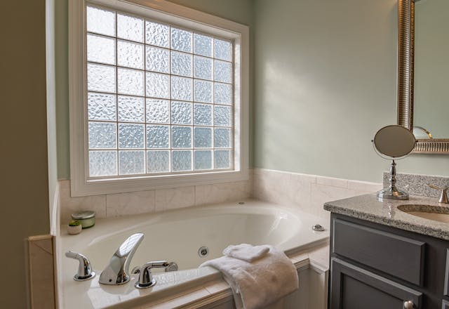 A clean, modern bathroom