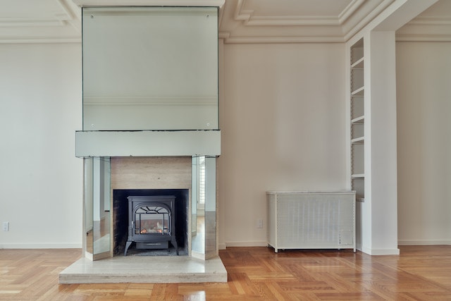 A fireplace in an empty house